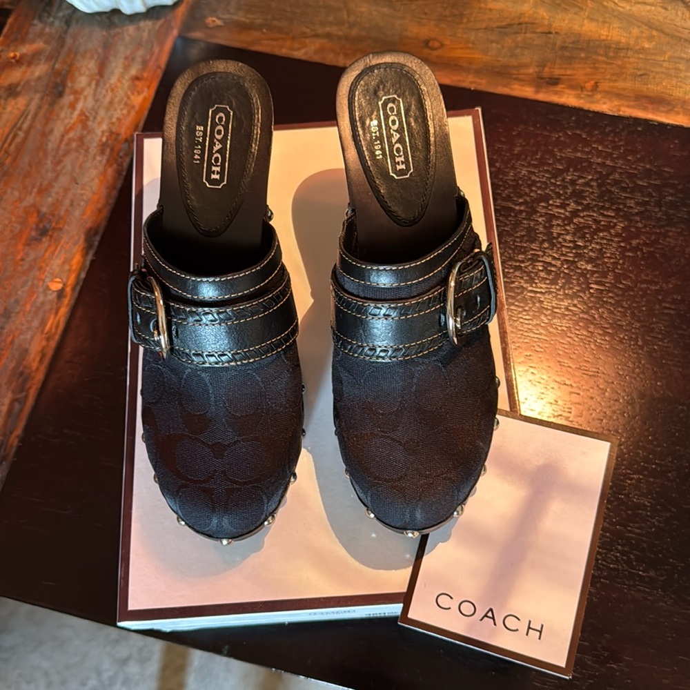 Coach clogs black size 9